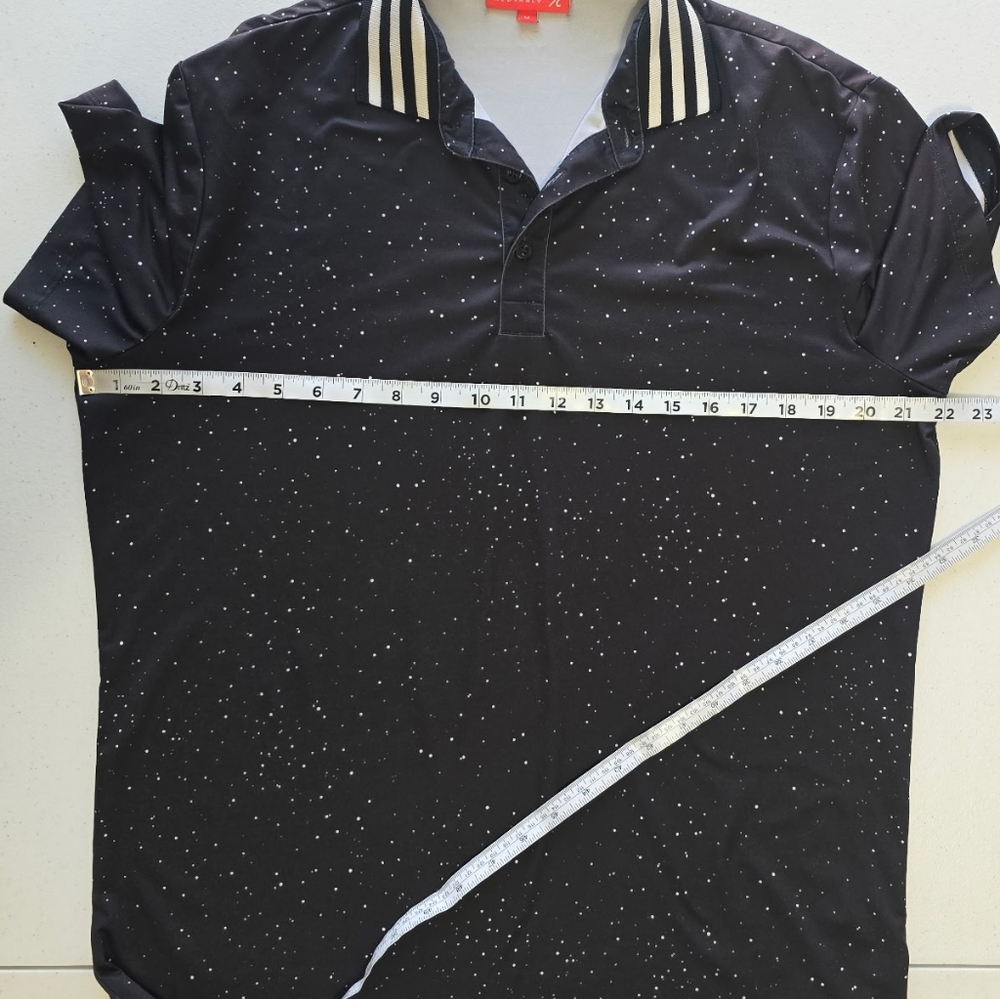 REDVANLY Mens Medium Golf Polo Shirt Black White Speckled Short Sleeve - Picture 3 of 6
